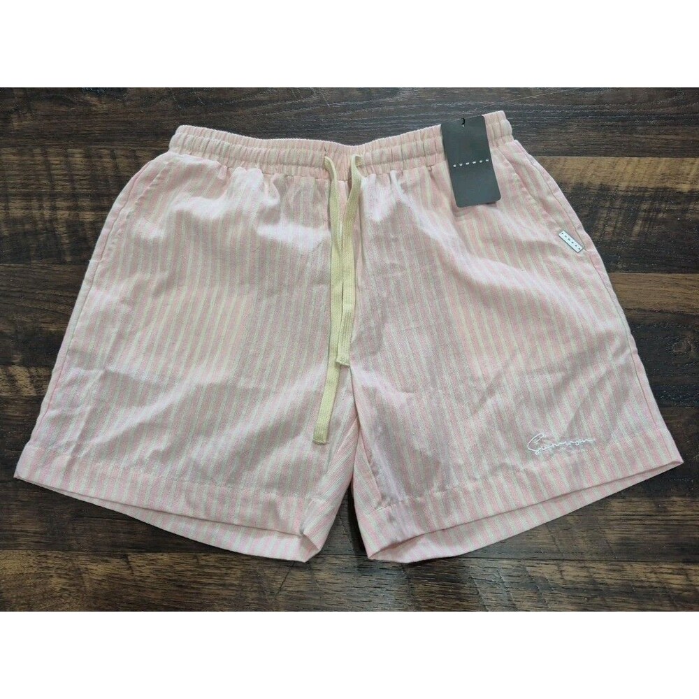Sumwon Shorts Mens Size L Pink/White Striped  Beach New
